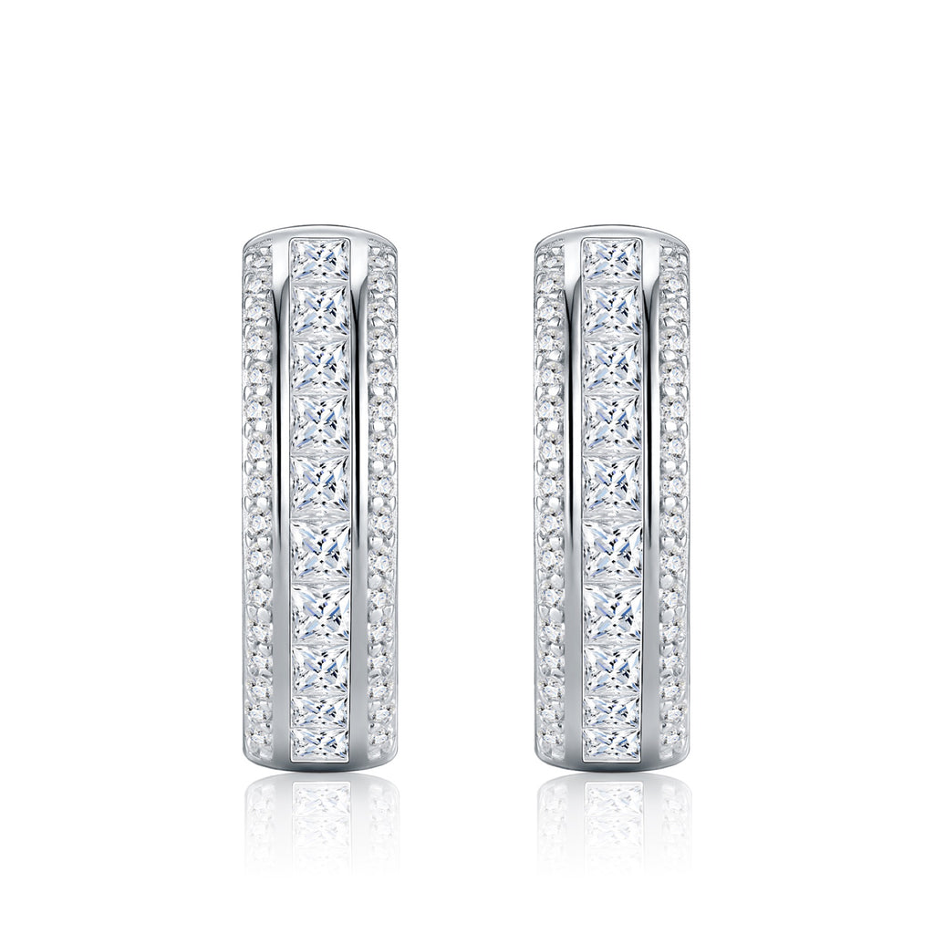 Binata Moissanite Huggie Hoop Earrings in Sterling Silver