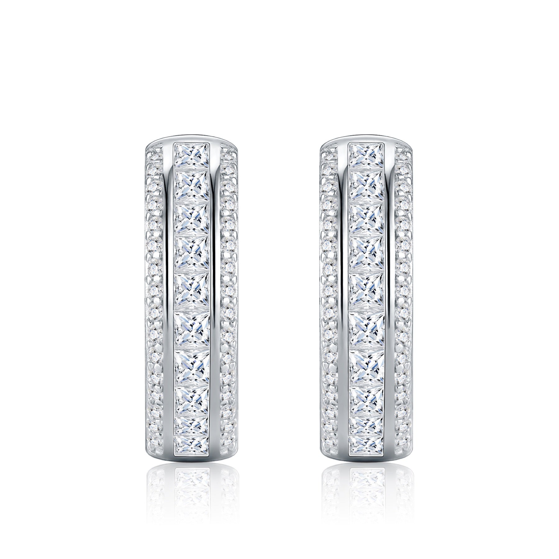 Binata Moissanite Huggie Hoop Earrings in Sterling Silver