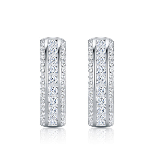 Binata Moissanite Huggie Hoop Earrings in Sterling Silver