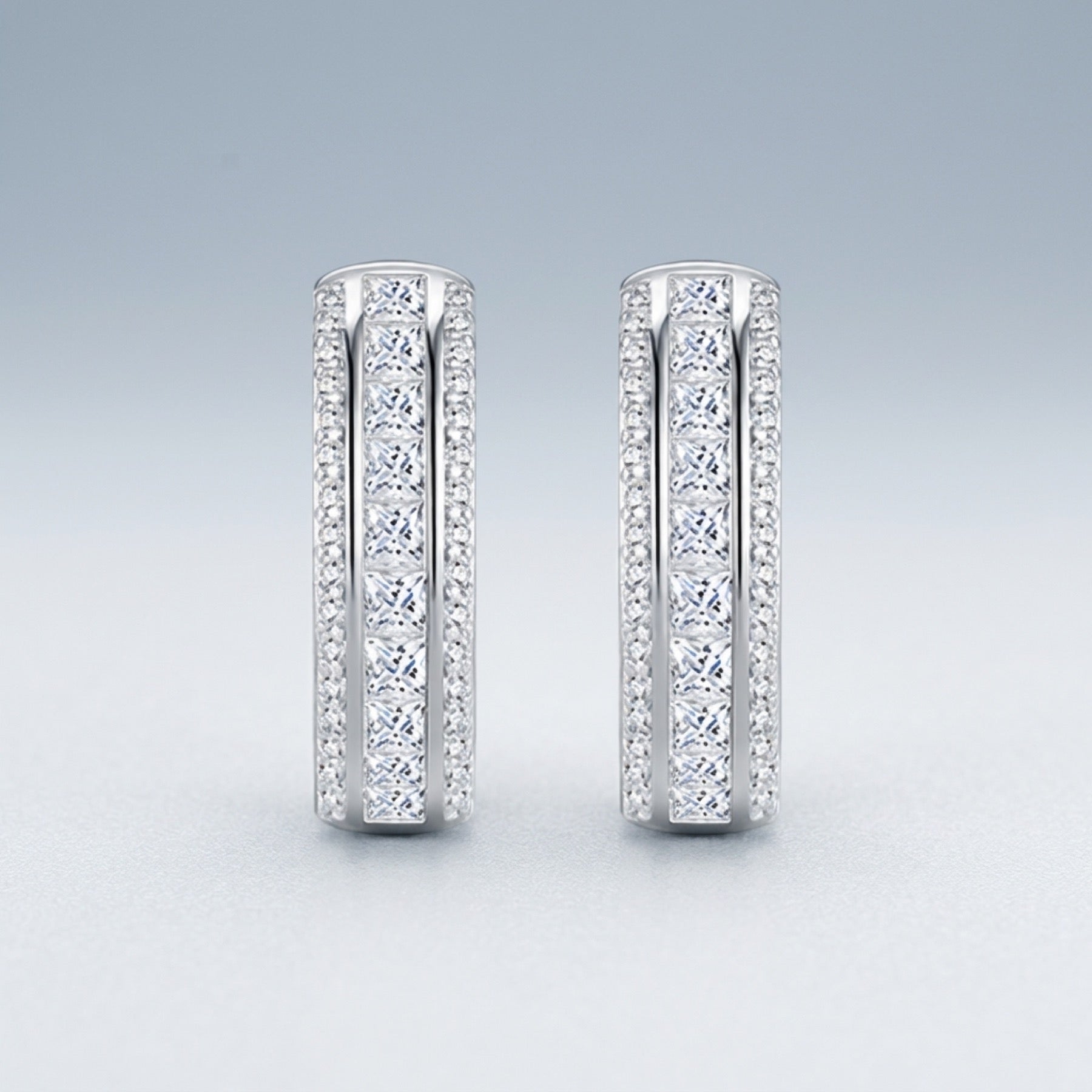 Binata Moissanite Huggie Hoop Earrings in Sterling Silver