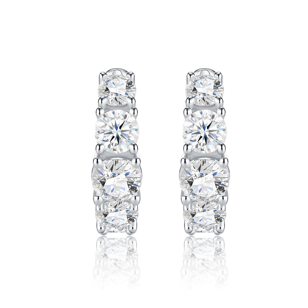 Sfumata Moissanite Huggie Hoop Earrings in Sterling Silver