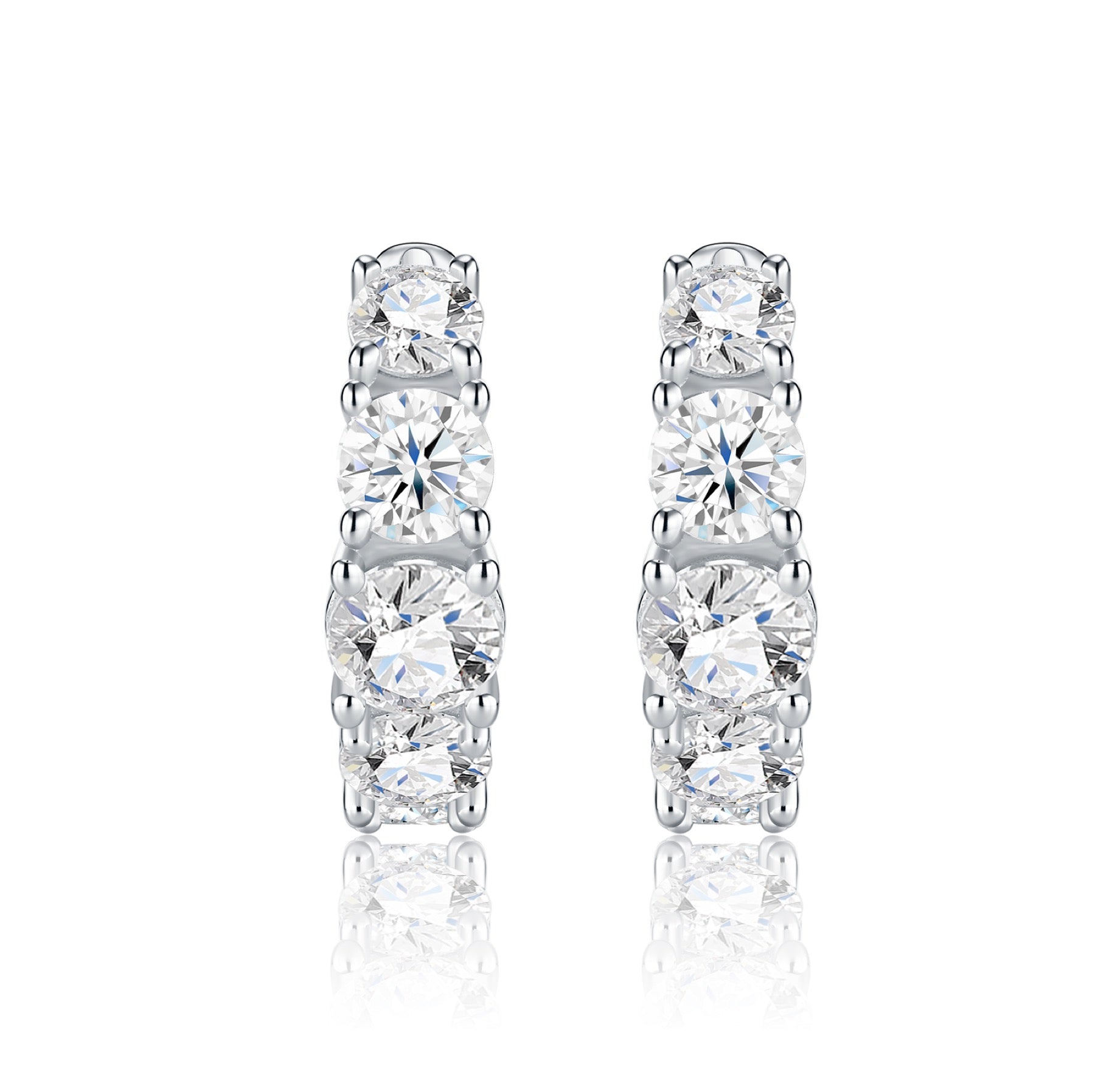 Sfumata Moissanite Huggie Hoop Earrings in Sterling Silver