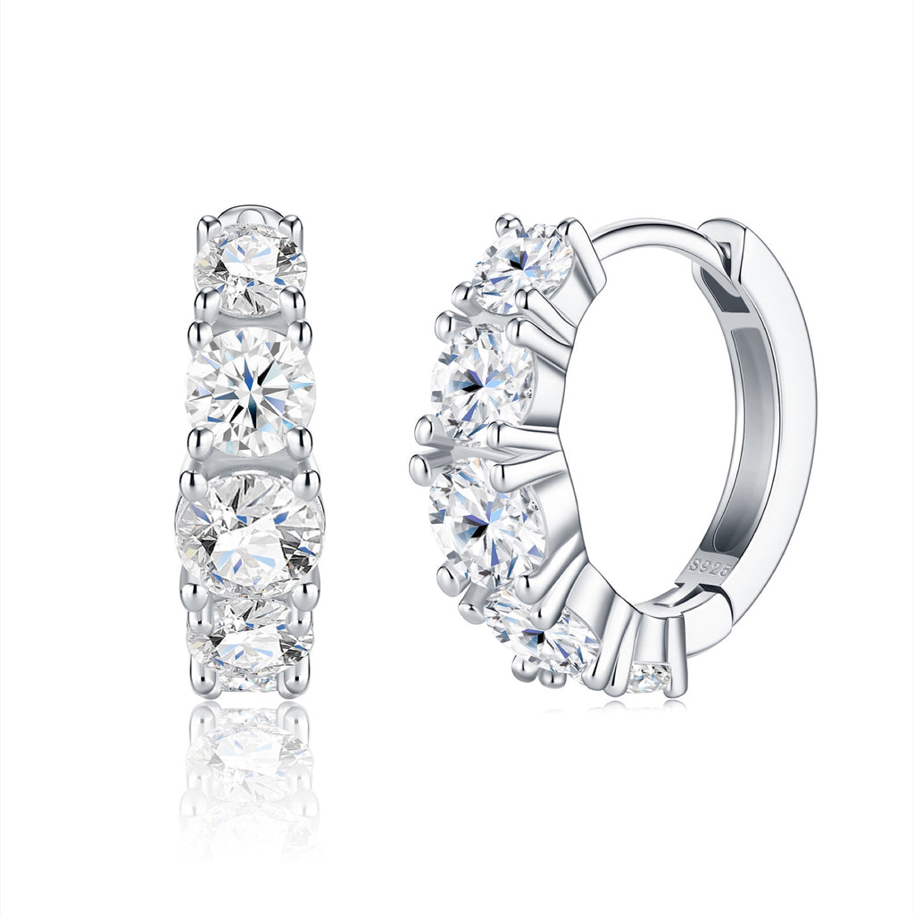 Sfumata Moissanite Huggie Hoop Earrings in Sterling Silver
