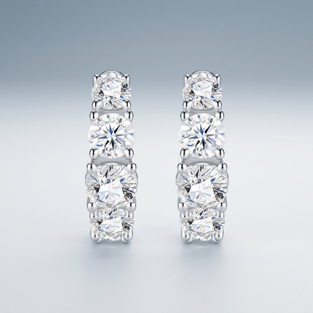 Sfumata Moissanite Huggie Hoop Earrings in Sterling Silver