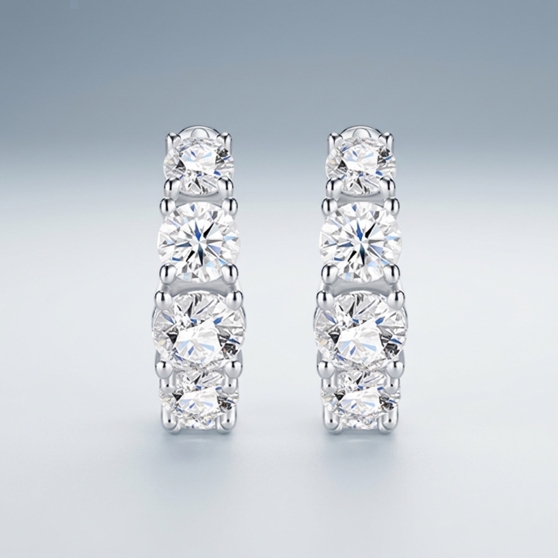 Sfumata Moissanite Huggie Hoop Earrings in Sterling Silver