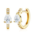 Peragold Pear-Cut Moissanite Huggie Hoop Earrings in Gold-Tone Sterling Silver