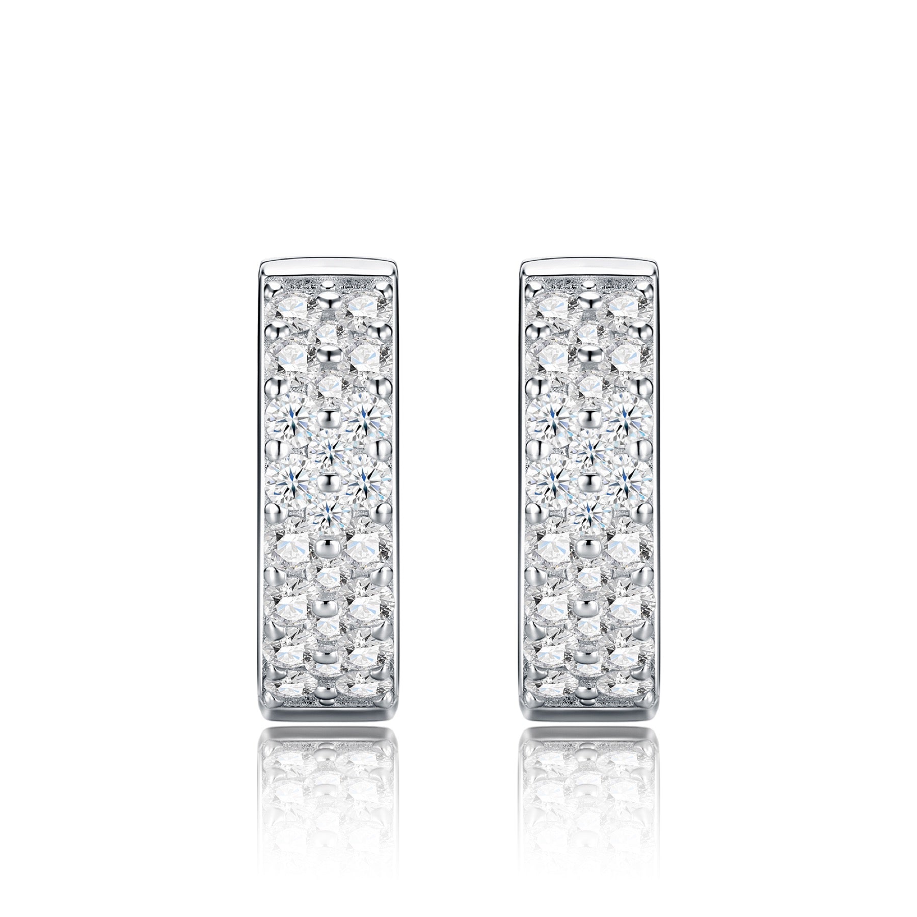 Fasciata Moissanite Huggie Hoop Earrings in Sterling Silver