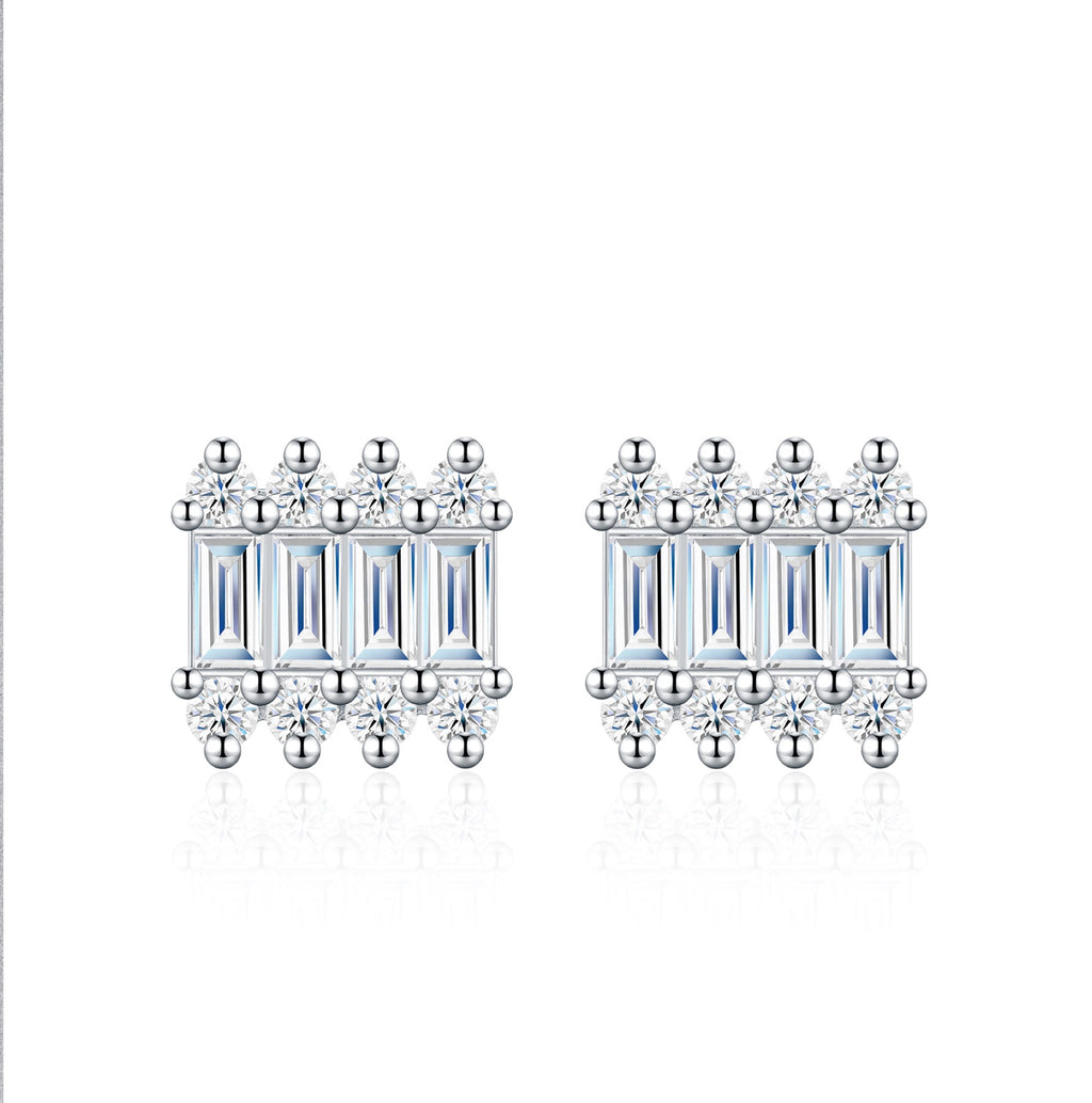 Barrette Moissanite Stud Earrings in Sterling Silver