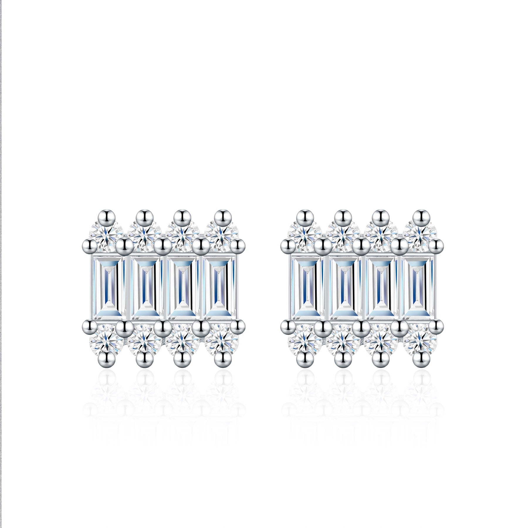 Barrette Moissanite Stud Earrings in Sterling Silver