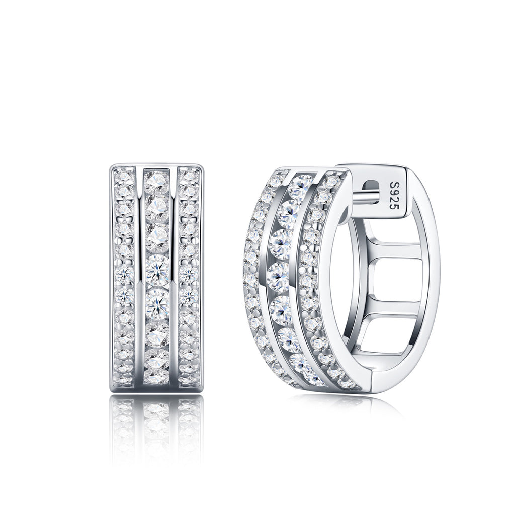 Bicanale Moissanite Huggie Hoop Earrings in Sterling Silver
