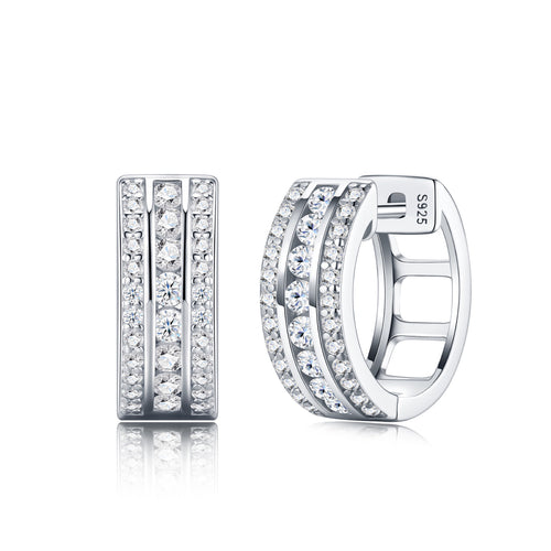 Bicanale Moissanite Huggie Hoop Earrings in Sterling Silver