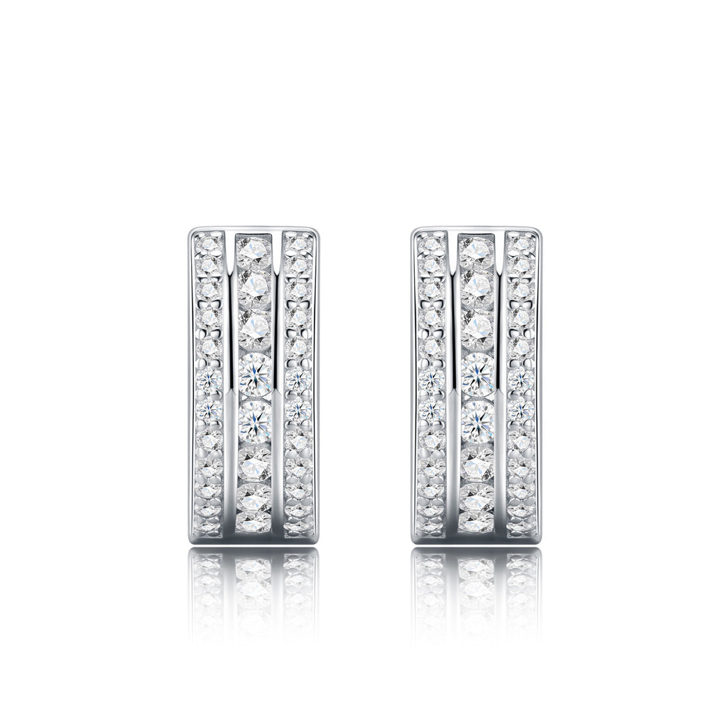 Bicanale Moissanite Huggie Hoop Earrings in Sterling Silver