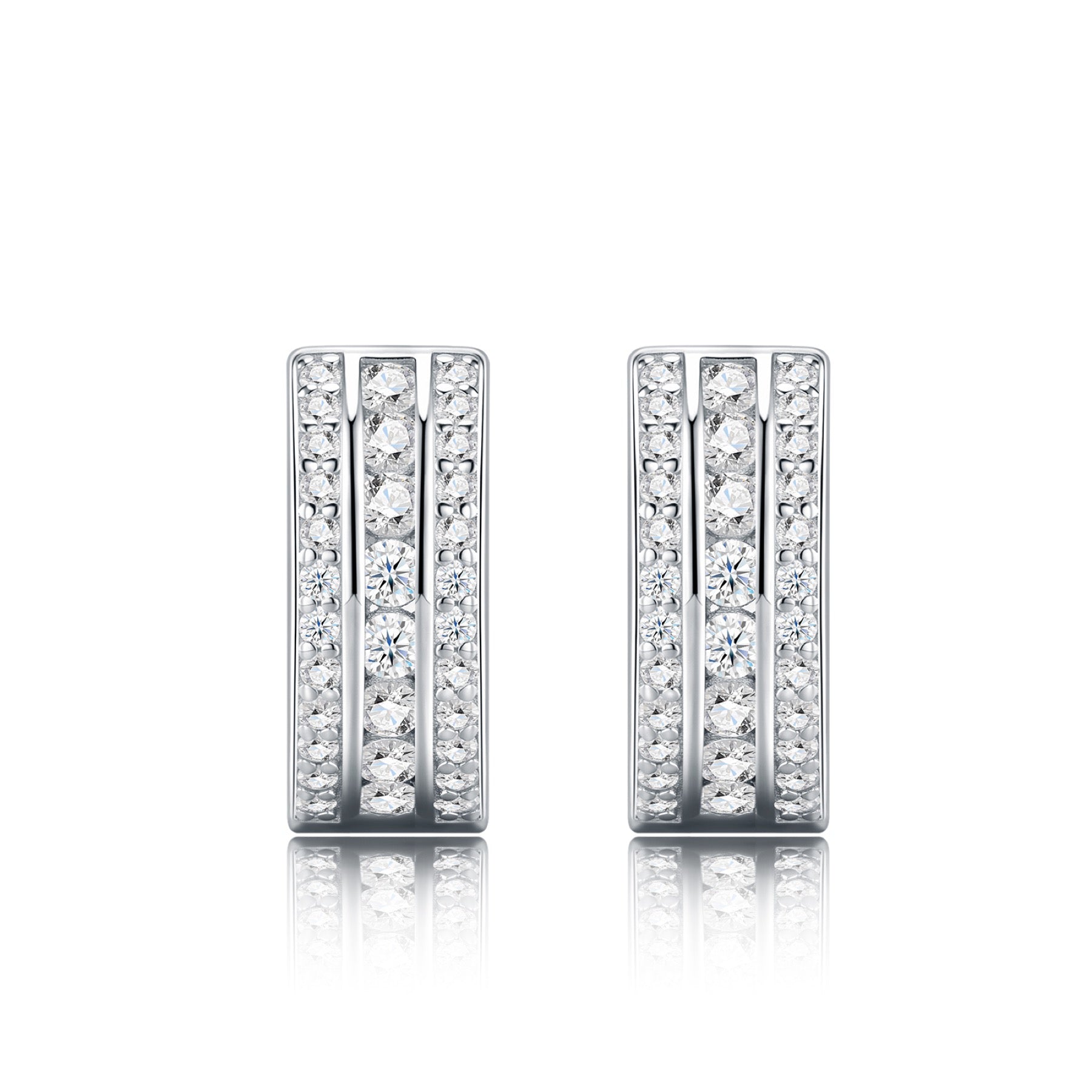 Bicanale Moissanite Huggie Hoop Earrings in Sterling Silver