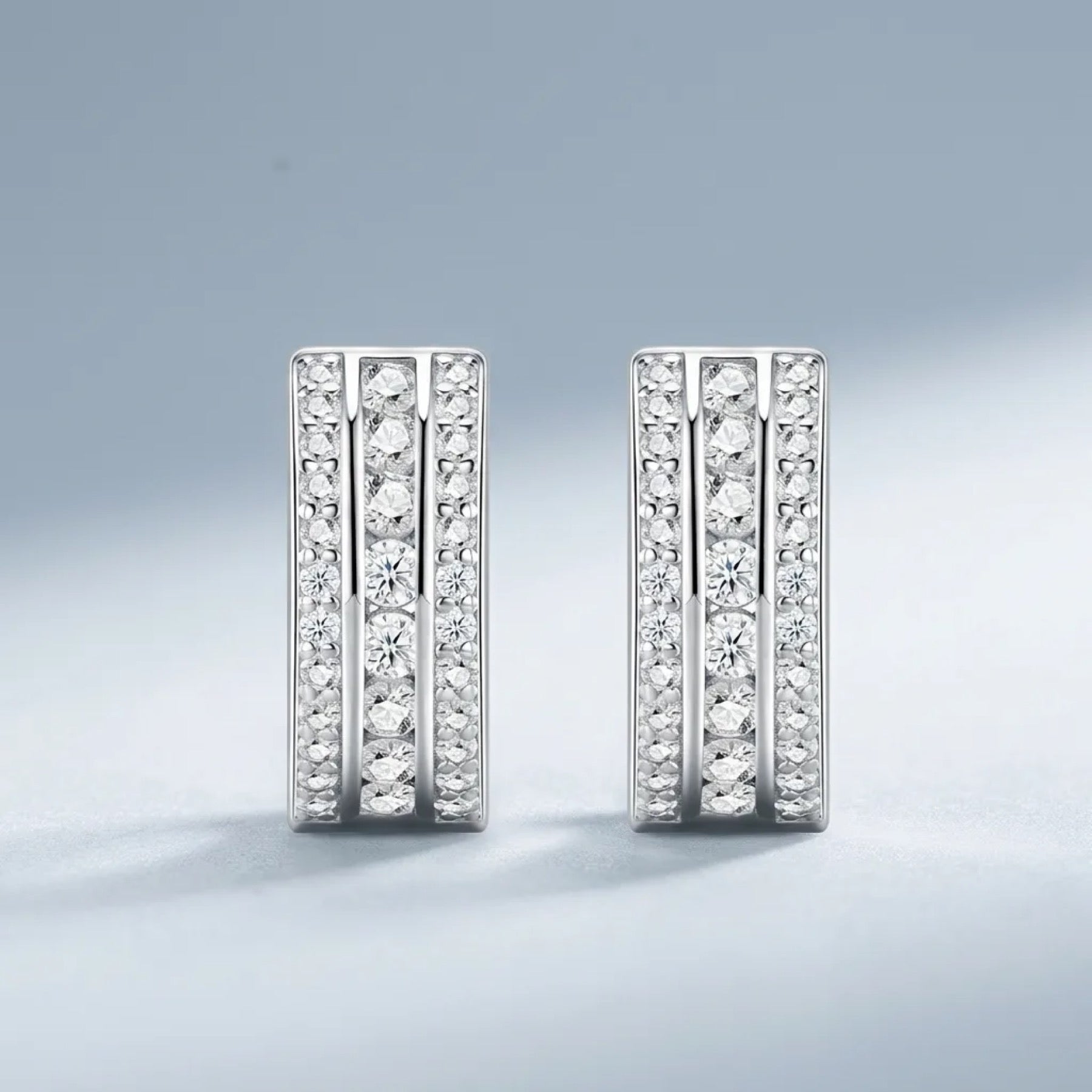 Bicanale Moissanite Huggie Hoop Earrings in Sterling Silver