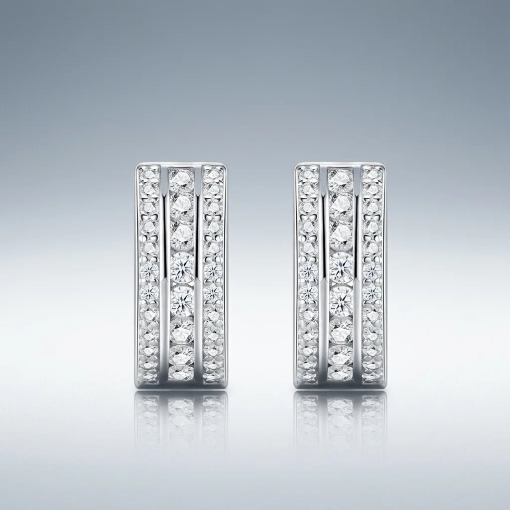 Bicanale Moissanite Huggie Hoop Earrings in Sterling Silver