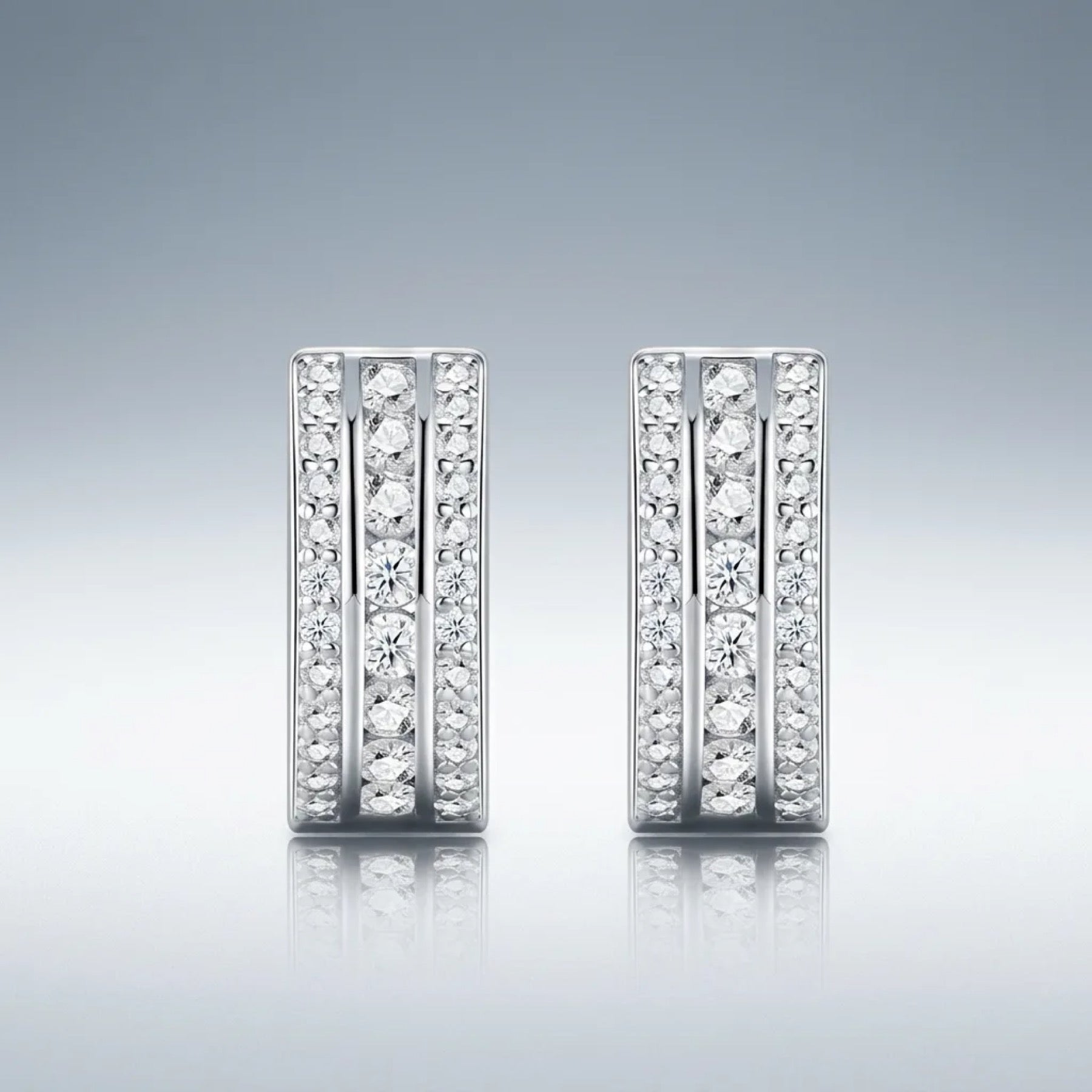 Bicanale Moissanite Huggie Hoop Earrings in Sterling Silver