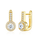 Aureagold Moissanite Halo Drop Earrings in Gold-Tone Sterling Silver