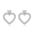 Cuorolino Moissanite Heart Stud Earrings in Sterling Silver