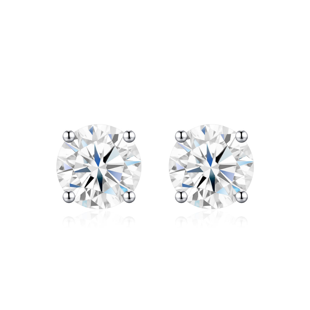 Puro 1 Carat Moissanite Stud Earrings in Sterling Silver