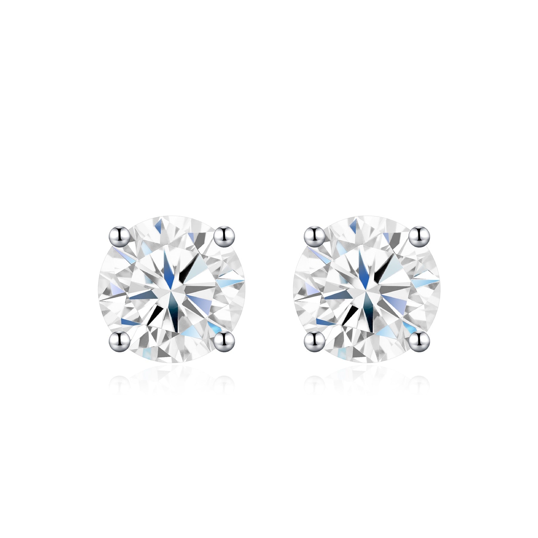 Puro 1 Carat Moissanite Stud Earrings in Sterling Silver