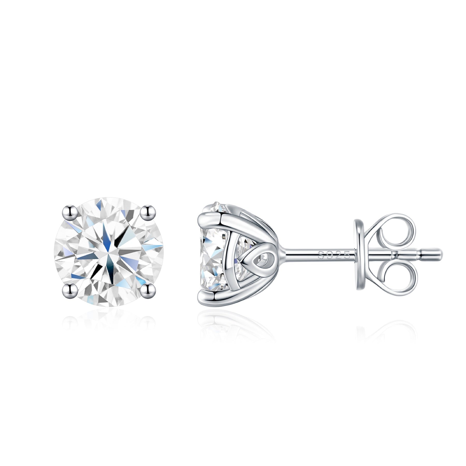 Puro 1 Carat Moissanite Stud Earrings in Sterling Silver