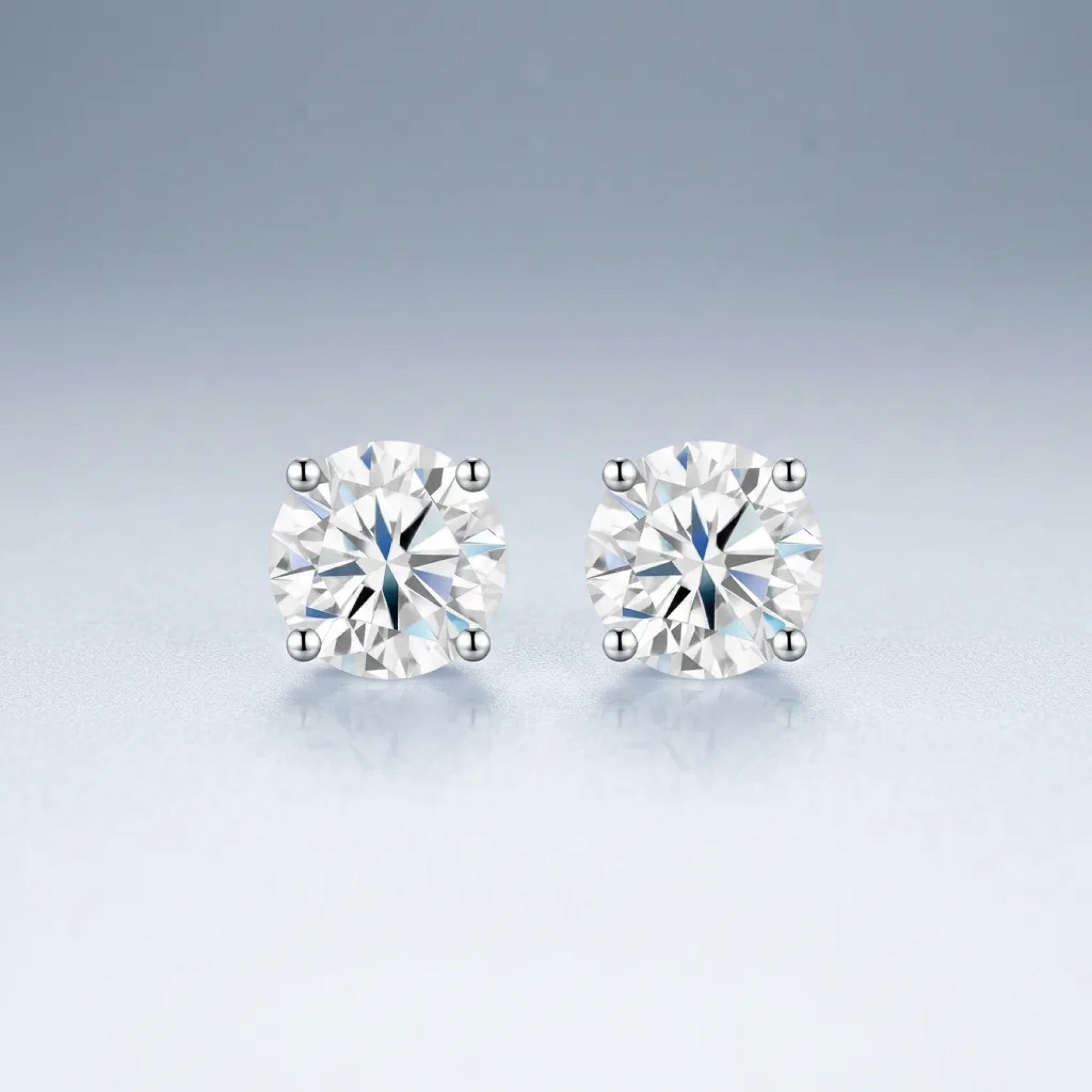 Puro 1 Carat Moissanite Stud Earrings in Sterling Silver