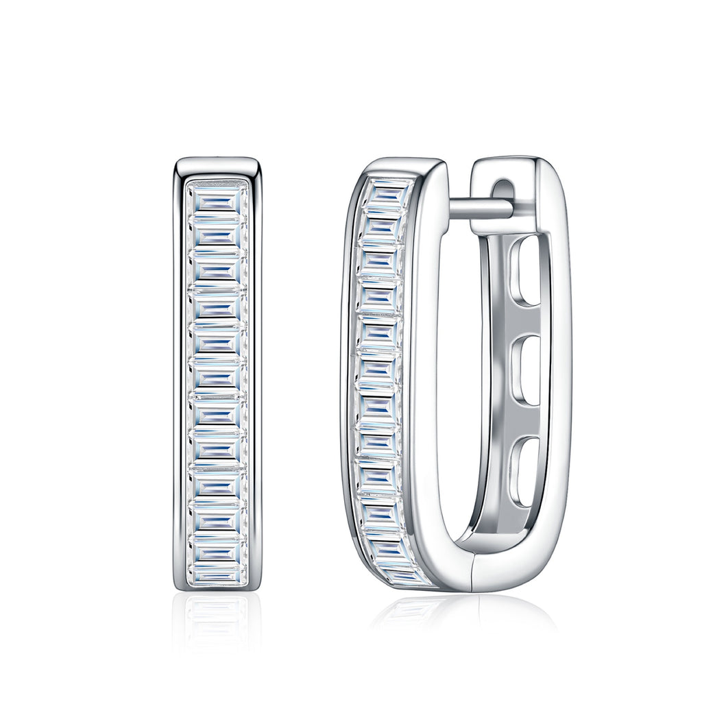 Canalino Moissanite Huggie Hoop Earrings in Sterling Silver