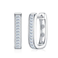 Canalino Moissanite Huggie Hoop Earrings in Sterling Silver