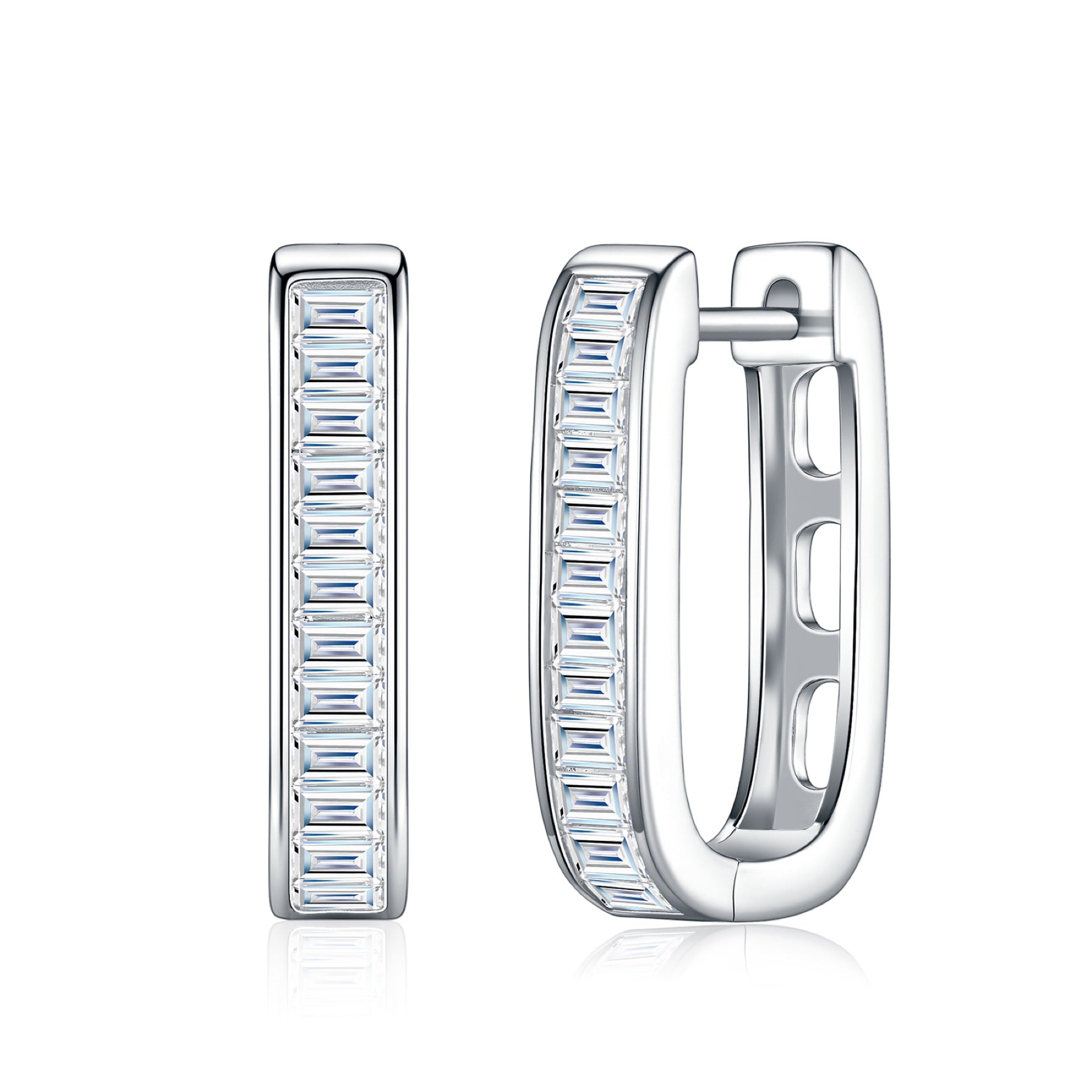 Canalino Moissanite Huggie Hoop Earrings in Sterling Silver