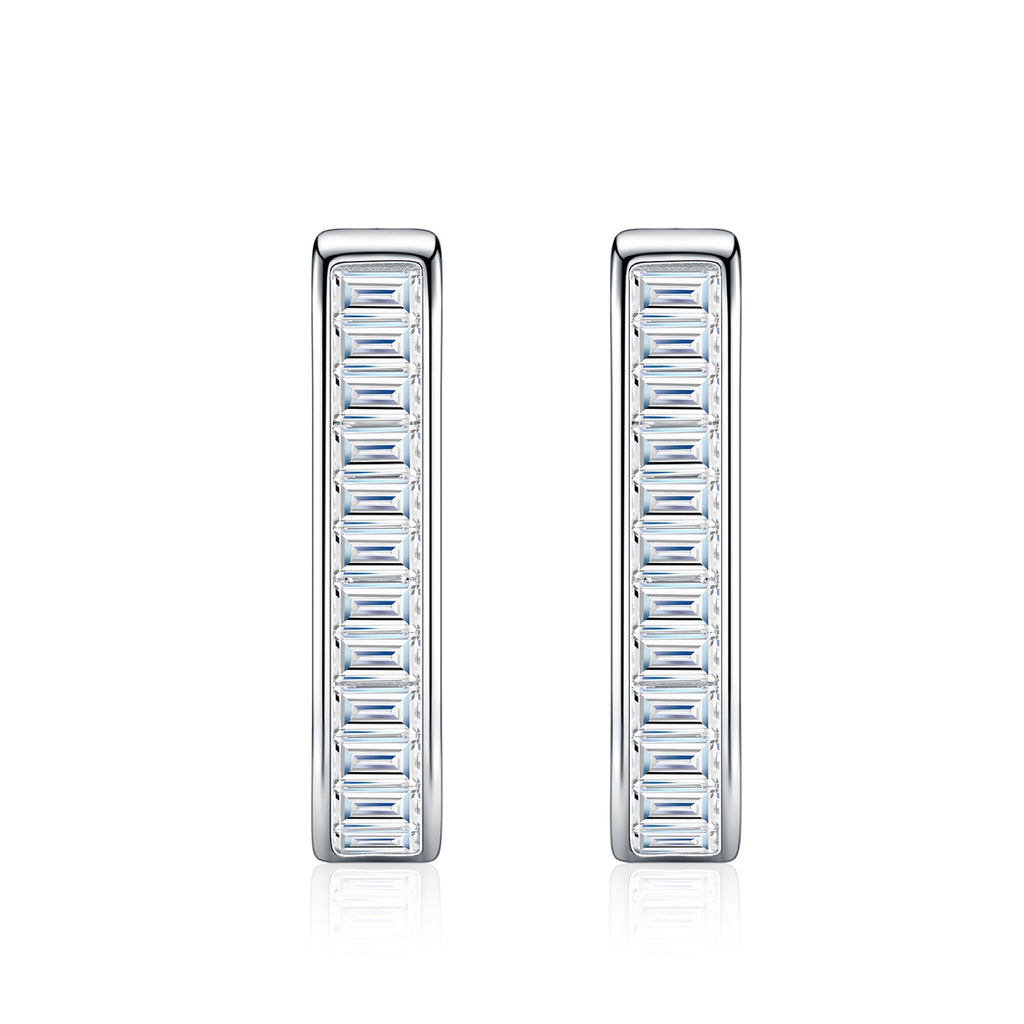 Canalino Moissanite Huggie Hoop Earrings in Sterling Silver
