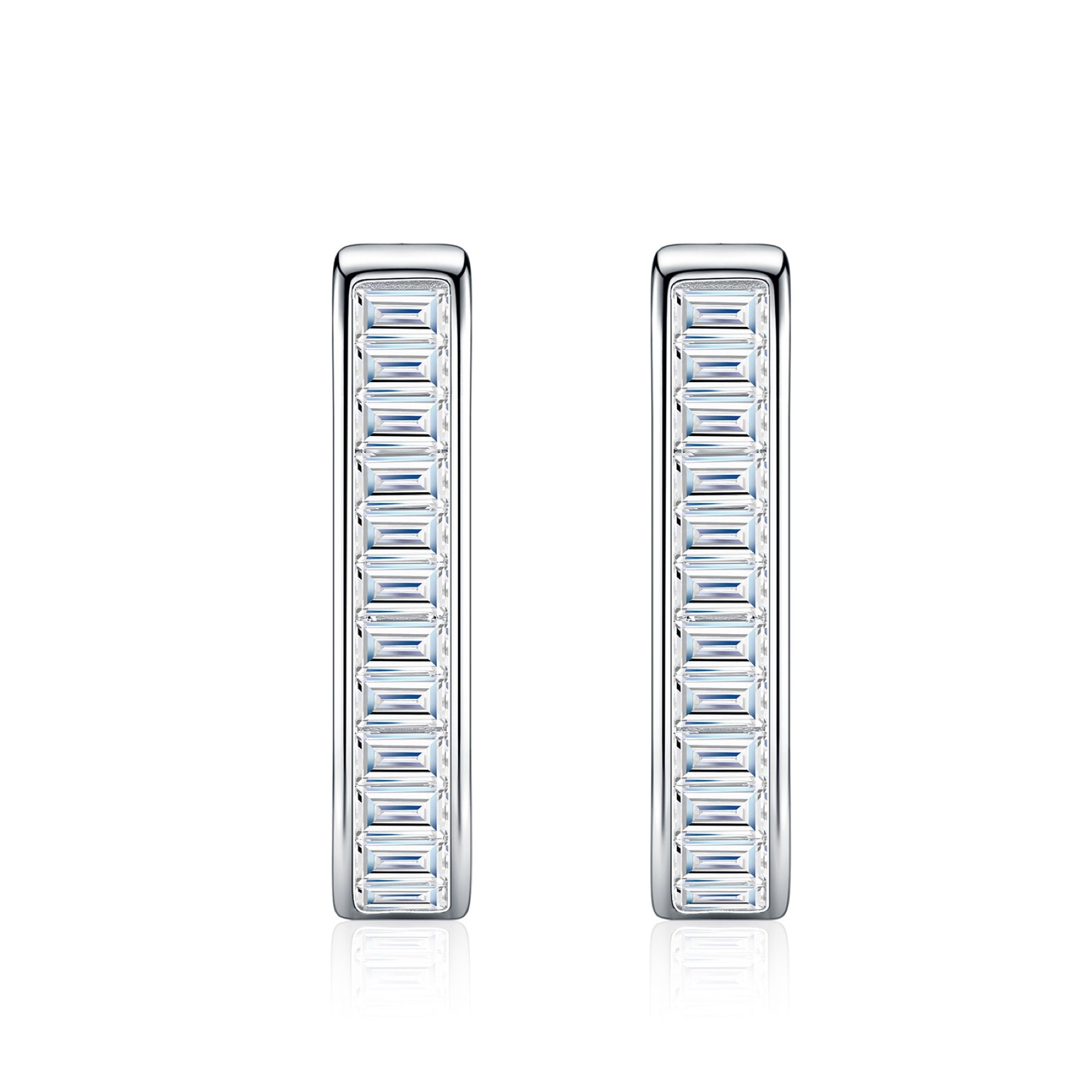 Canalino Moissanite Huggie Hoop Earrings in Sterling Silver