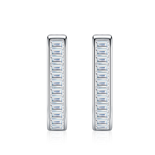 Canalino Moissanite Huggie Hoop Earrings in Sterling Silver