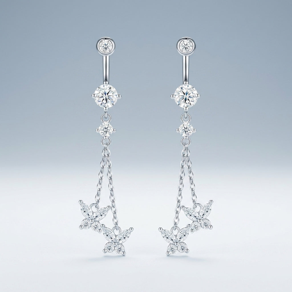 Stellario Moissanite Drop Earrings in Sterling Silver