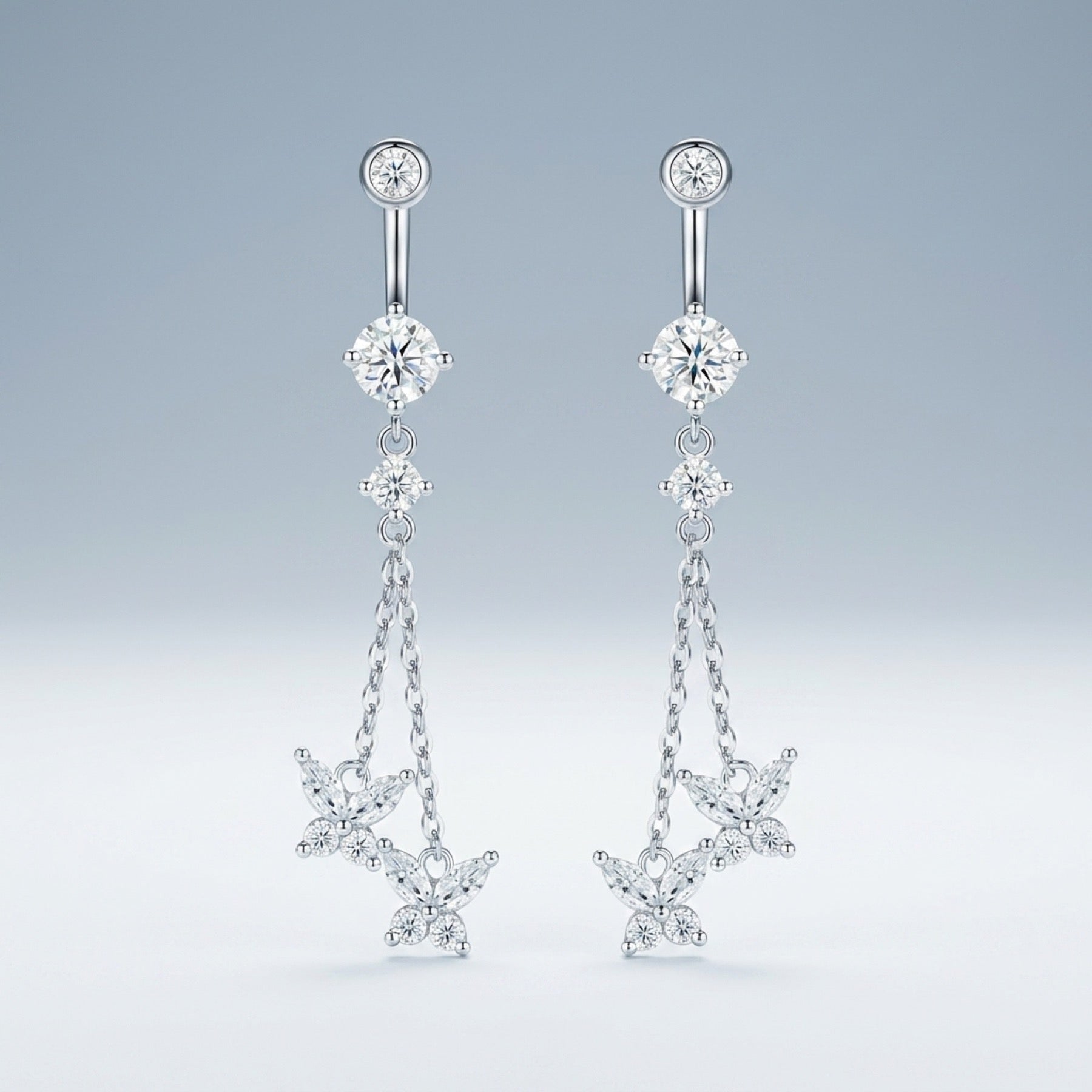 Stellario Moissanite Drop Earrings in Sterling Silver