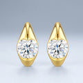 Lunetta Moissanite Stud Earrings in Gold-Tone Sterling Silver