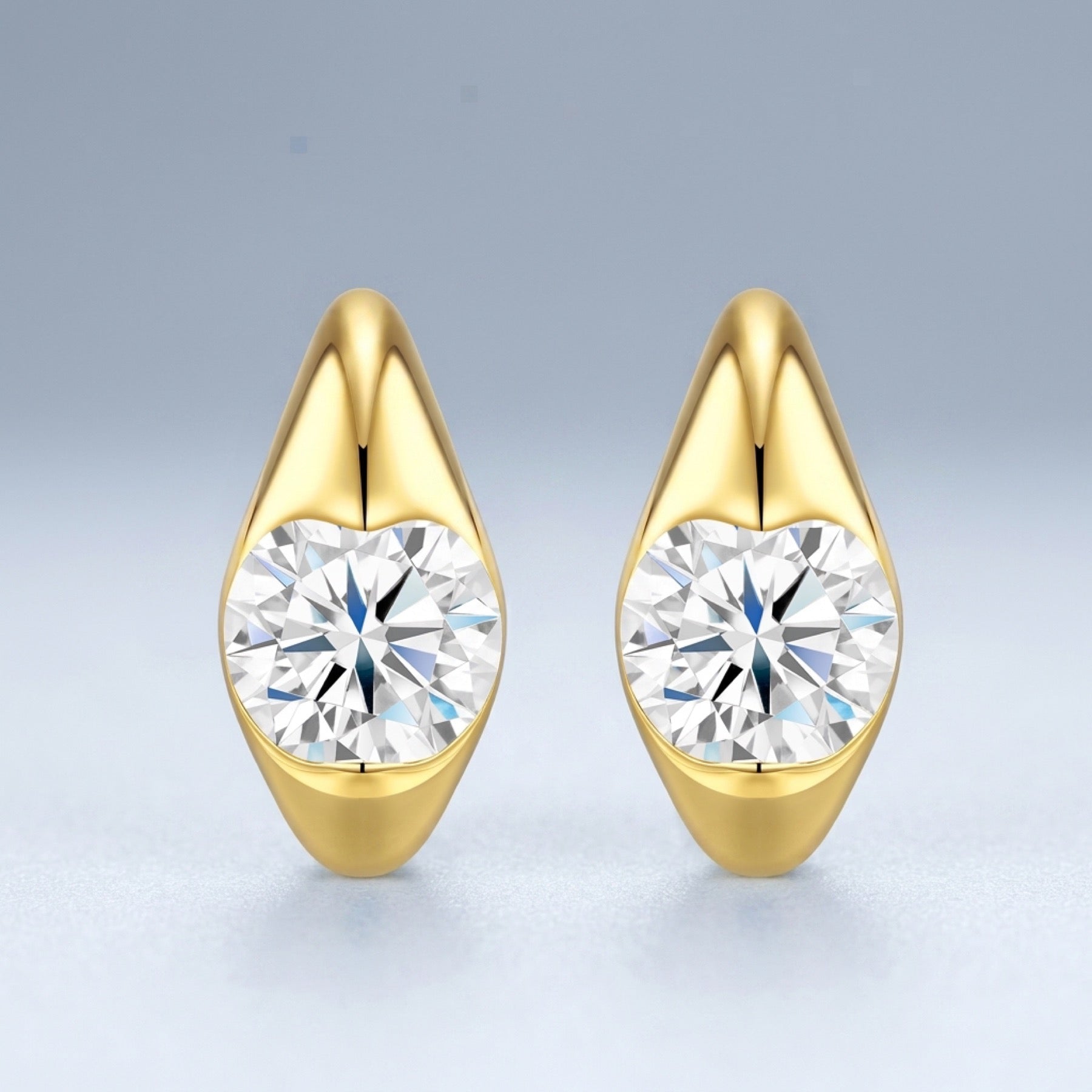 Lunetta Moissanite Stud Earrings in Gold-Tone Sterling Silver