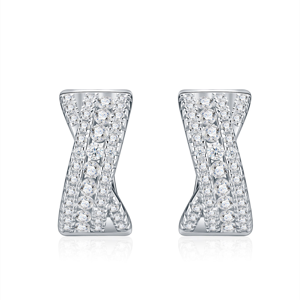 Clessidra Moissanite Huggie Hoop Earrings in Sterling Silver