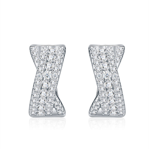 Clessidra Moissanite Huggie Hoop Earrings in Sterling Silver