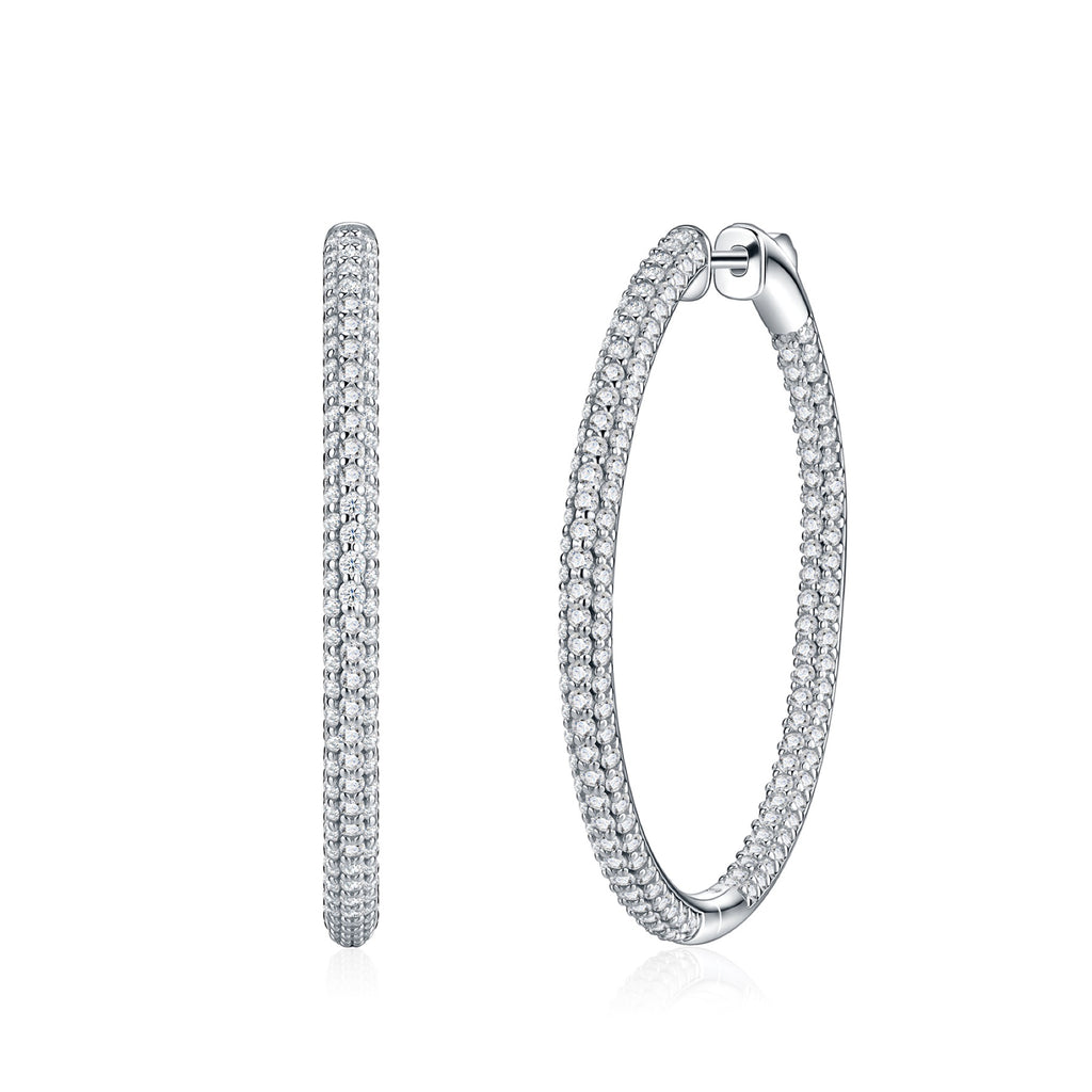 Sottiletta Moissanite Hoop Earrings in Sterling Silver