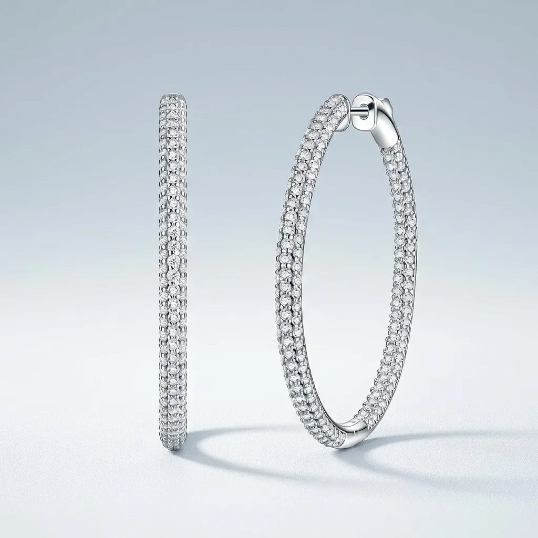 Sottiletta Moissanite Hoop Earrings in Sterling Silver