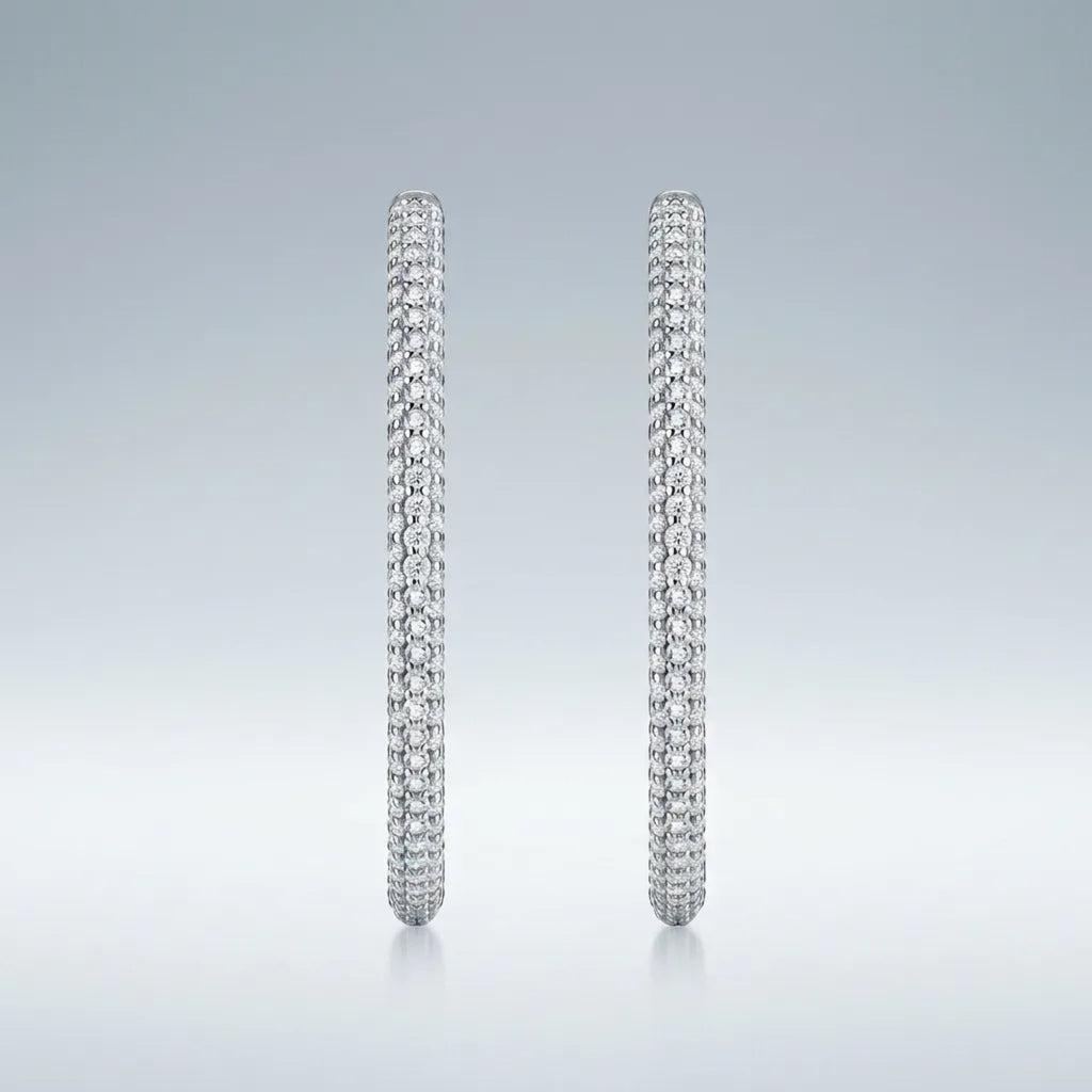 Sottiletta Moissanite Hoop Earrings in Sterling Silver