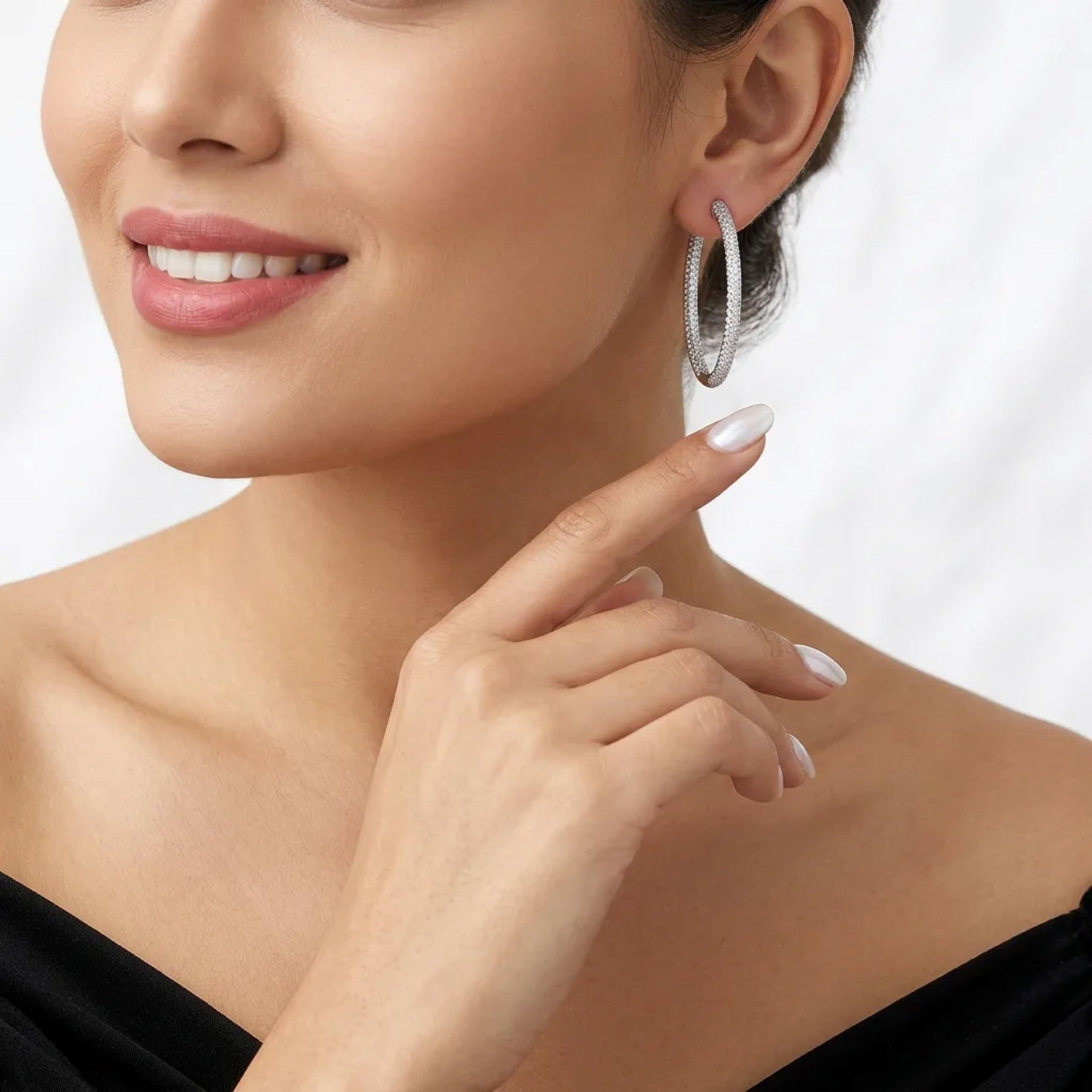 Sottiletta Moissanite Hoop Earrings in Sterling Silver