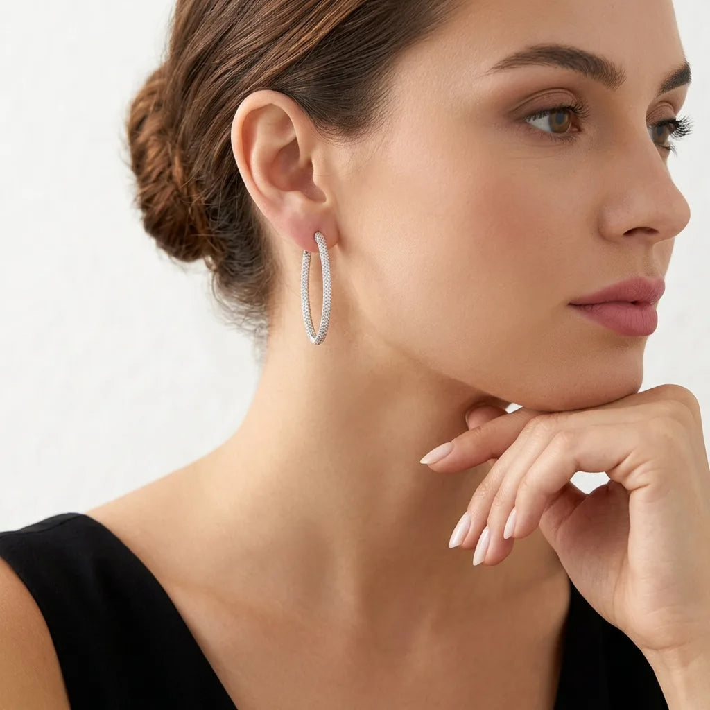 Sottiletta Moissanite Hoop Earrings in Sterling Silver