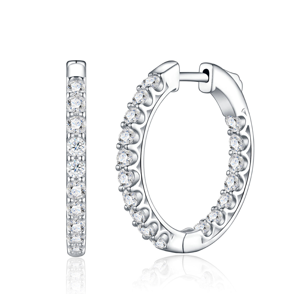 Scaletta Moissanite Huggie Hoop Earrings in Sterling Silver