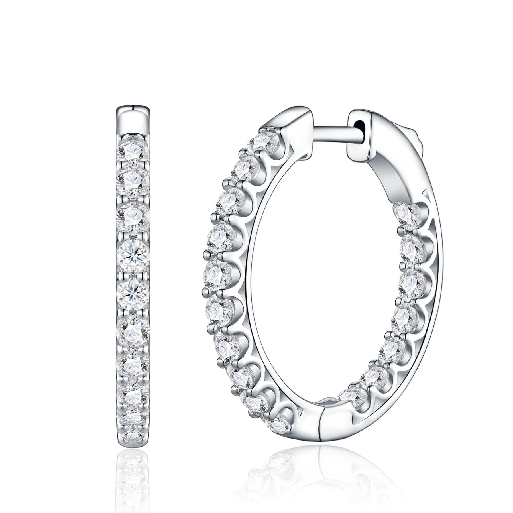 Scaletta Moissanite Huggie Hoop Earrings in Sterling Silver