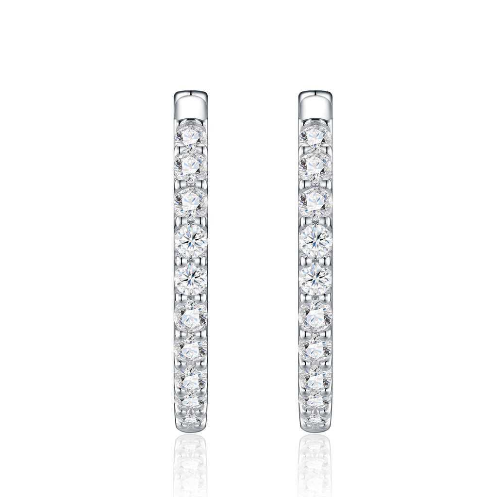 Scaletta Moissanite Huggie Hoop Earrings in Sterling Silver