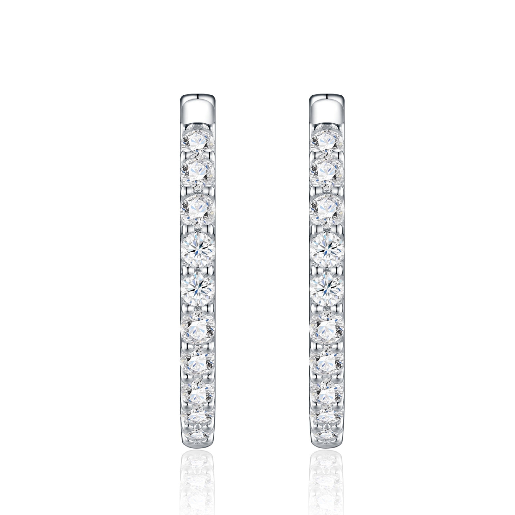 Scaletta Moissanite Huggie Hoop Earrings in Sterling Silver