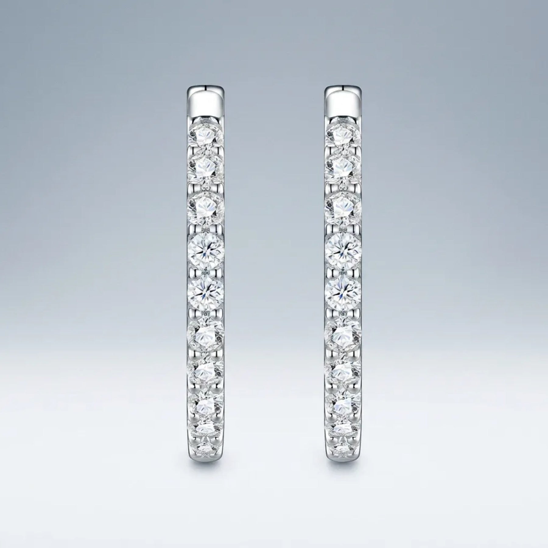 Scaletta Moissanite Huggie Hoop Earrings in Sterling Silver