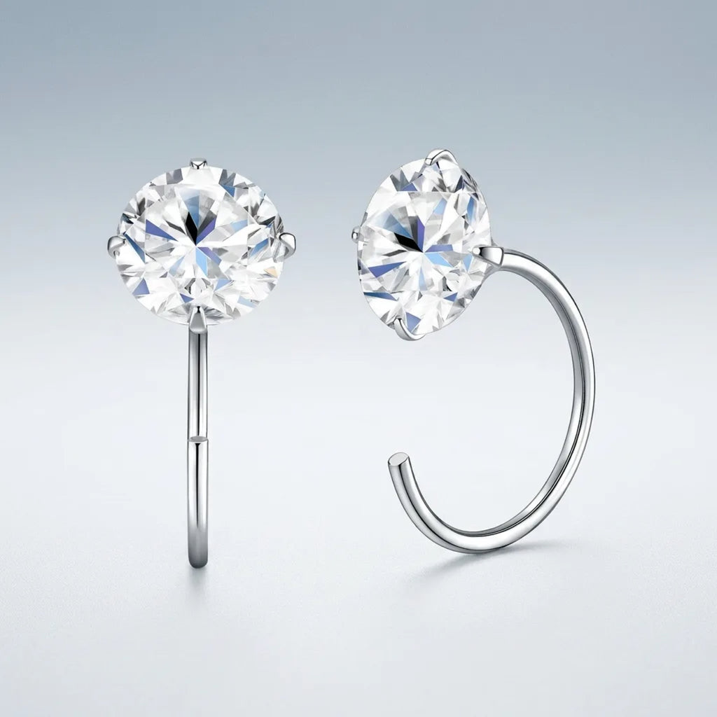 Nudo Moissanite Stud Earrings in Sterling Silver