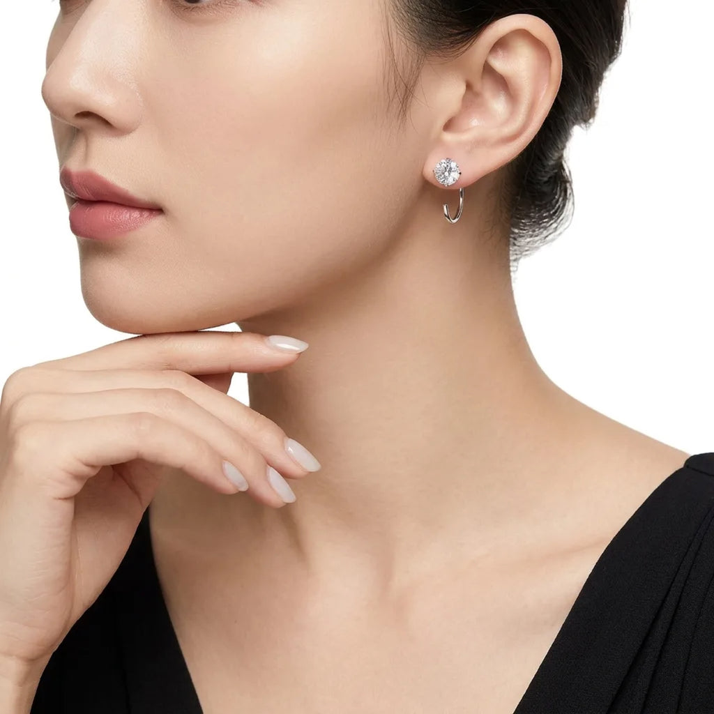 Nudo Moissanite Stud Earrings in Sterling Silver